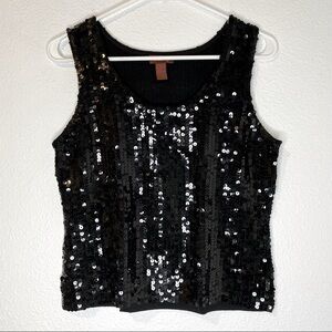 Black Sleeveless Sequined Top